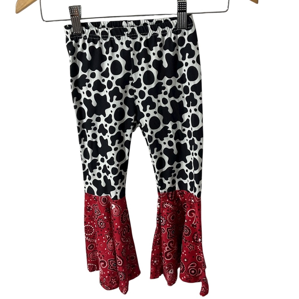 Toddler Cow Print Bell Bottom Pants Size 3T-4T